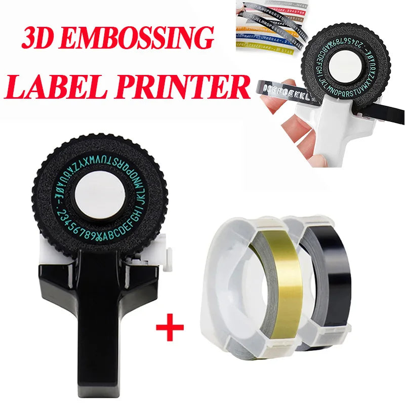 1pc 3D Embossing Typewriter Household Mini Portable Manual Label Machine Embossing Machine Hand Home Decorative Tape Paper Zpaxo
