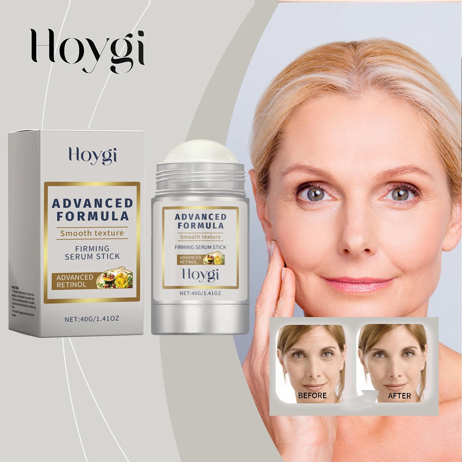 HOYGI 40g Peptide Firming Stick Hyaluronic Acid Camellia Solid Serum Hydrating Face Neck Non Retinoid Formula for Sensitive Skin Zpaxo