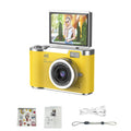 New 4K CCD 8X Digital Zoom Digital Camera for Student 48MP Compact Digital Photography Camera 180 Flip Screen Selfile Camera Zpaxo Yellow Camera ADD 128GB