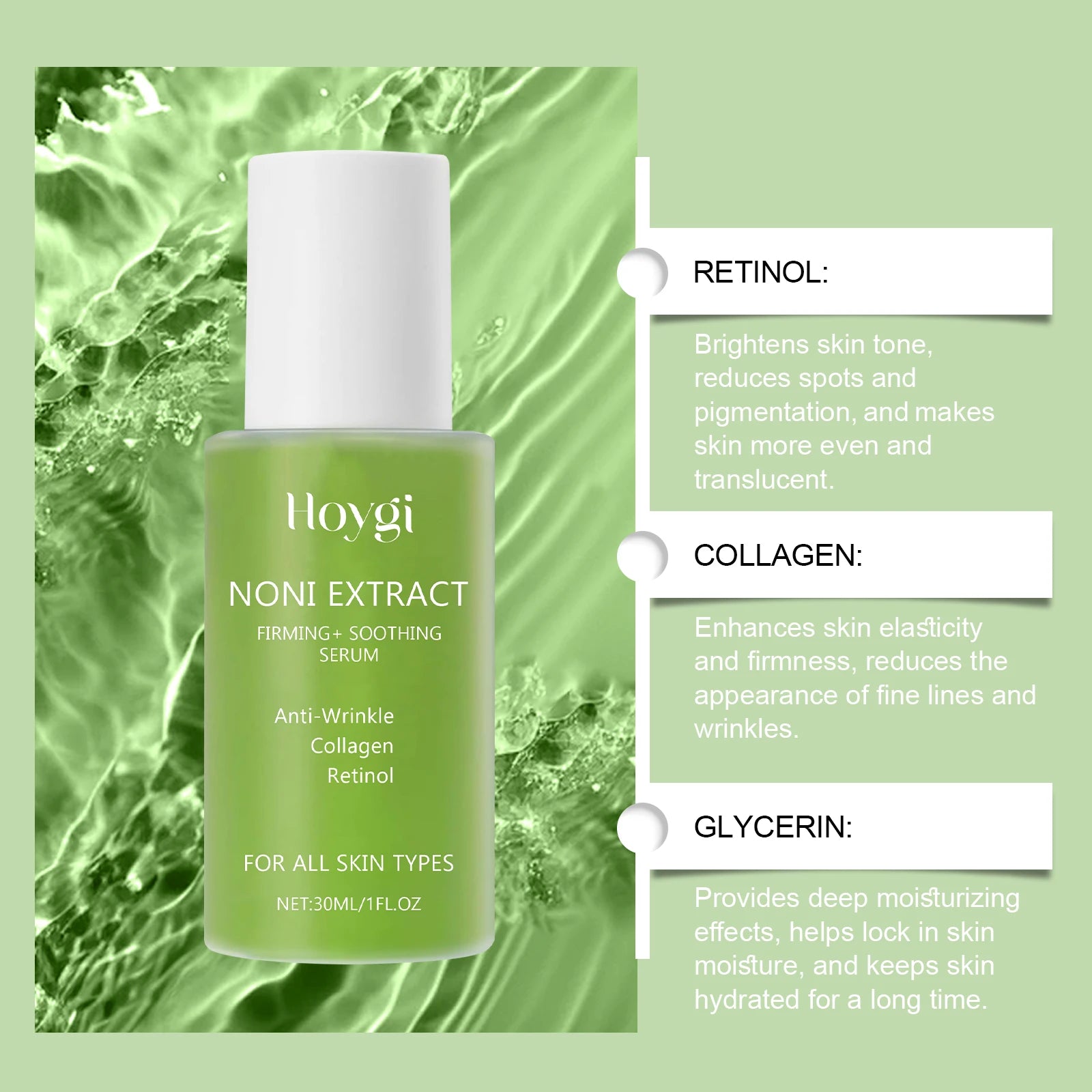 Hoygi Hydrating Anti-Wrinkle Serum Skin Firming Elasticity Boost Fine Lines Reduction Fast Absorbing Non-Greasy All Skin Types Zpaxo