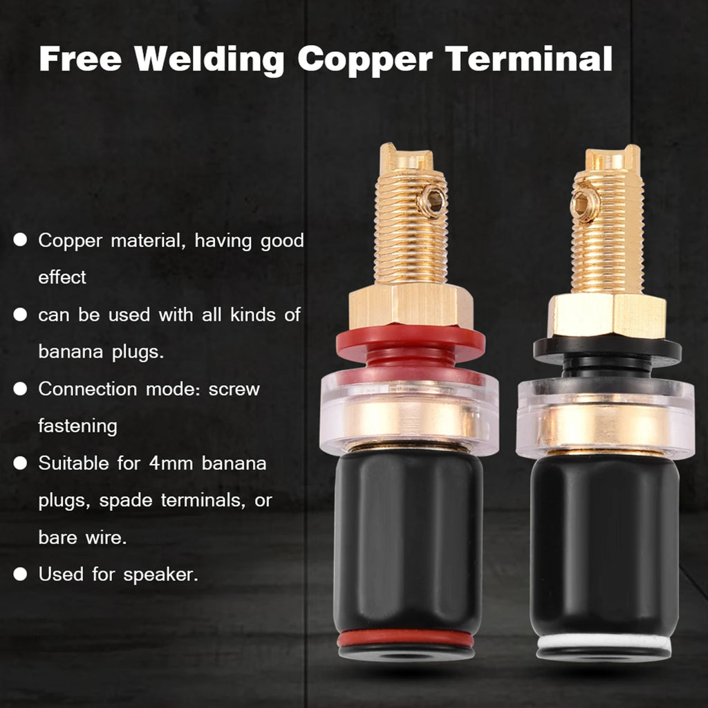 Black Red Welding Copper Speaker Amplifier Terminal Banana Plug