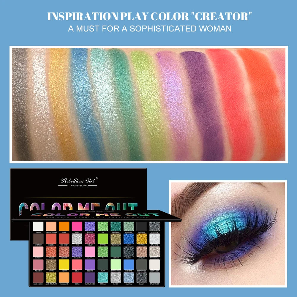 50 Rainbow Eyeshadow Palette Shimmer Matte Finish Nude Neon Glitter Zpaxo