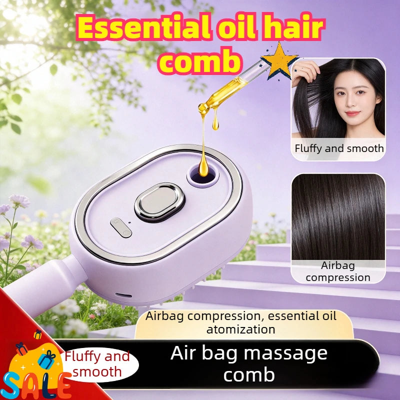 2 in 1 Water Spray Hairbrush Electric Spray Air Cushion Scalp Massager Self Cleaning Steam Essential Oil Brush Rechargeable Zpaxo