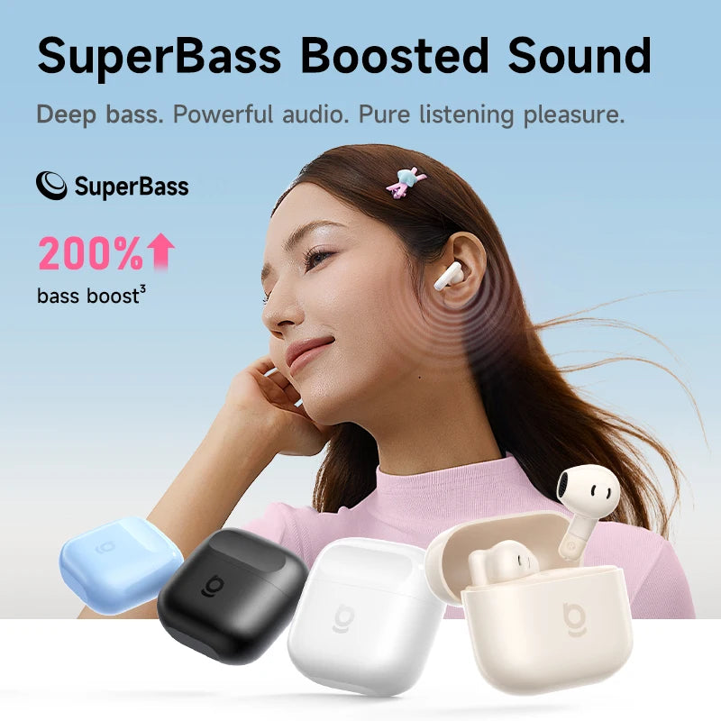 Baseus Bass BS2 Lite True Wireless Earbuds Bluetooth 6 0 Semi-in-ear