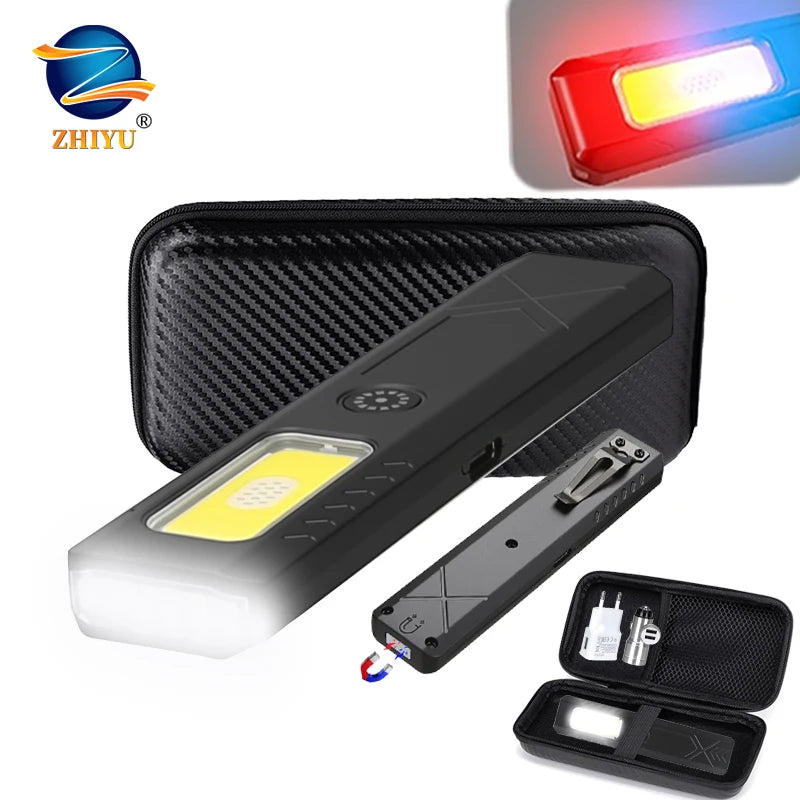 Mini USB Rechargeable EDC Flashlight – COB+LED, 6 Modes, Clip Rechargeable Flashlight Zpaxo