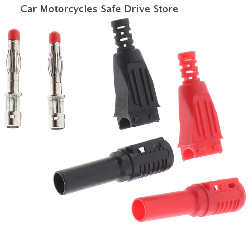CM2Pcs Red+black Male Right Angle Insulation Banana Plug Multimeter
