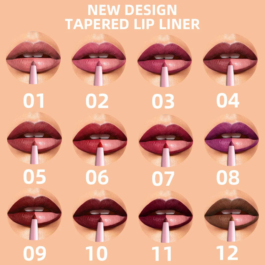 Waterproof Matte Lip Liner Contours Lips Shades Sexy Red Lipstick