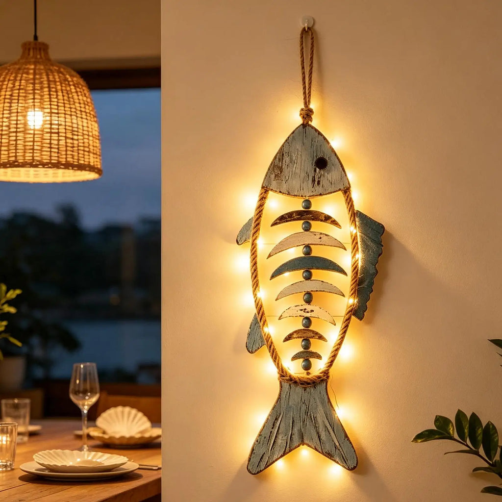 LED Wall Decor Hangable Romantic Sea Illumination Ornament Fish Shape Wall Light Decor for Bedroom Dorm Porch Hallway Bathroom Zpaxo