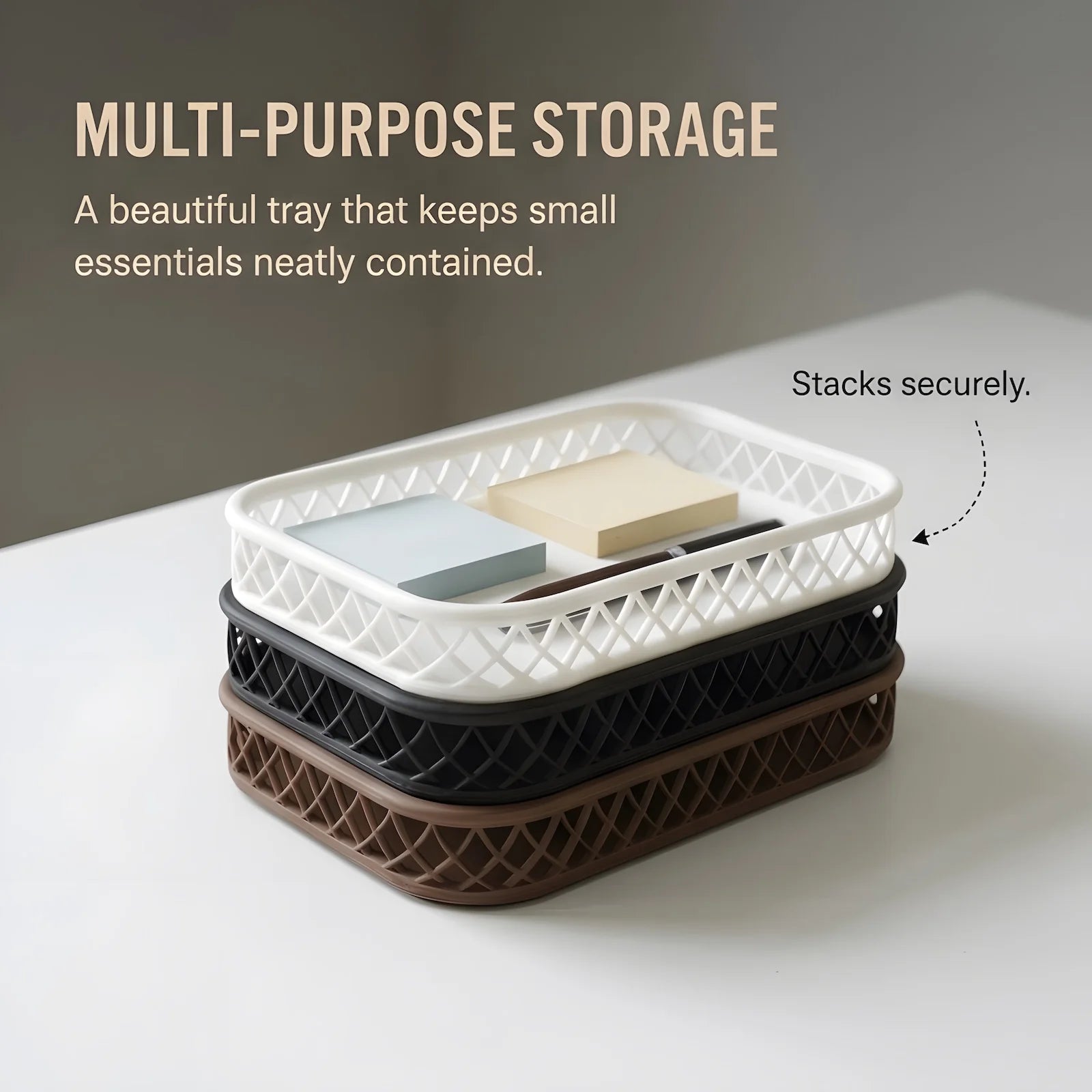 Nordic Lattice Desktop Storage Tray Minimalist Cosmetic Organizer