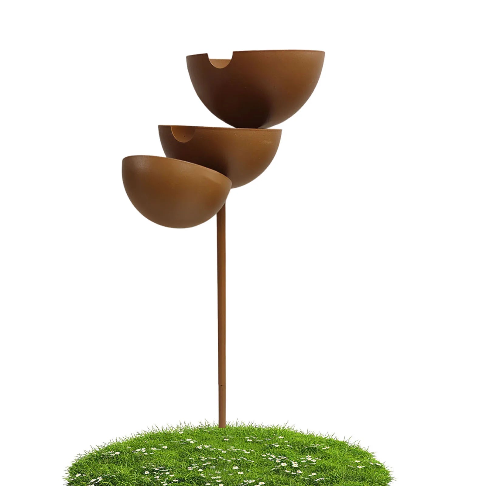 3-Layer Bird Water Bowl Metal Stake Bee Station Feeding Outdoors