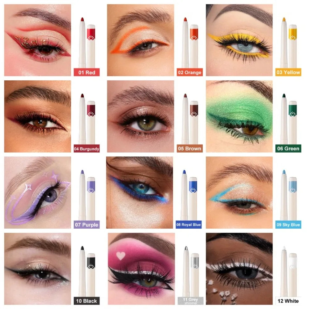 Anti-Smudge Colorful Eyeliner Pen Matte & Shimmer Finish Long-Lasting Waterproof Gel Liner for Eyes & Eyeshadow Eyes Makeup Zpaxo