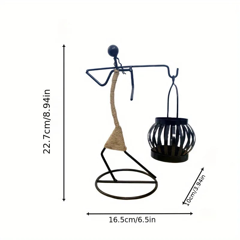 Nordic Metal Candle Holder Abstract Character Handmade Vintage Candlestick for Wedding Home Coffee Shop Table Art Decoration New Zpaxo F