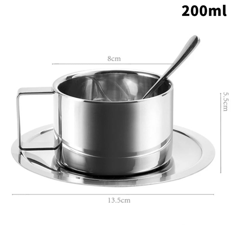 Vintage Stainless Steel Coffee Mug Cups Delicate Coffee Cup And Saucer Set Flower Tea Mug Home Coffeeware Espresso Cups Zpaxo 2 201-300ml