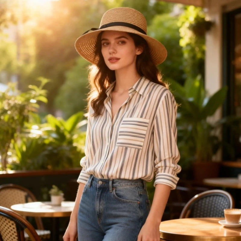 Women's UPF 50+ Foldable Straw Hat Wide Brim Sun Protection Beach