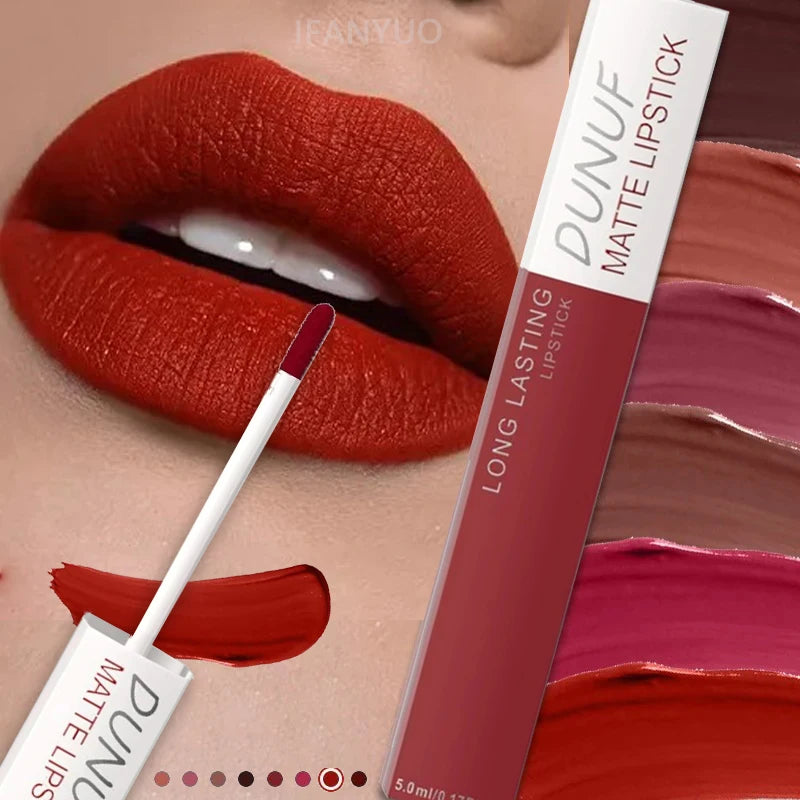 Matte Lipstick Non Stick Cup Red Nude Waterproof Long Lasting Liquid