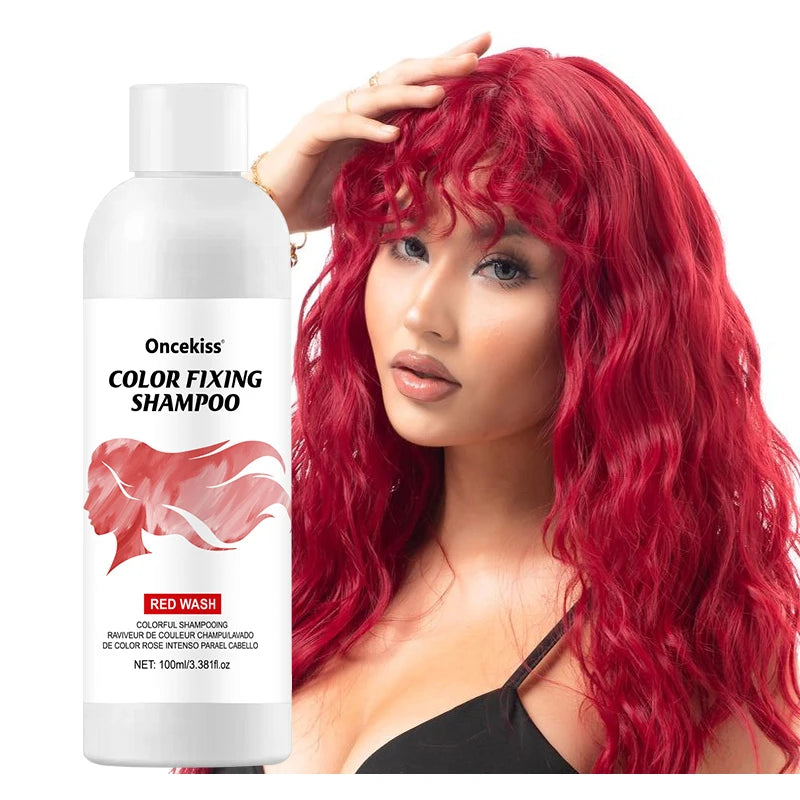 Hair Dye Shampoo,Colorful Color correction & Color fixing Shampoo,Unisex-Adult,Cleaning Nourishing Roots for Daily & Cosplay Use Zpaxo RED