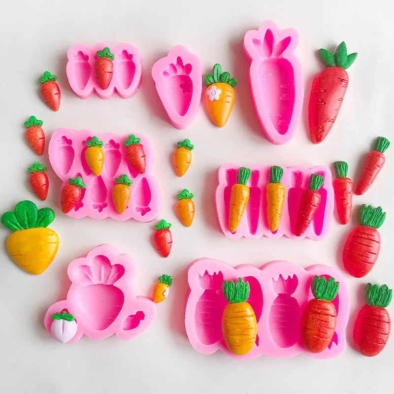 Carrot Silicone Mold DIY Fondant Chocolate Cake Decorating Candy Gum Paste Polymer Clay Cupcake Topper Baking Mold for Easter Zpaxo