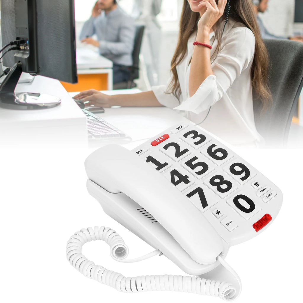 Big Button Phone Wired Landline Easy Read Buttons Loud Ringtones