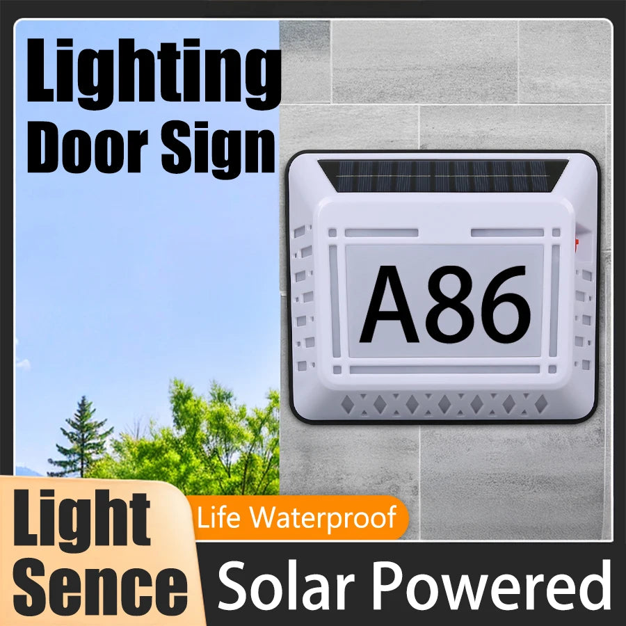 Solar LED Wall Lamp – Outdoor House Number Floodlight, USB Charge