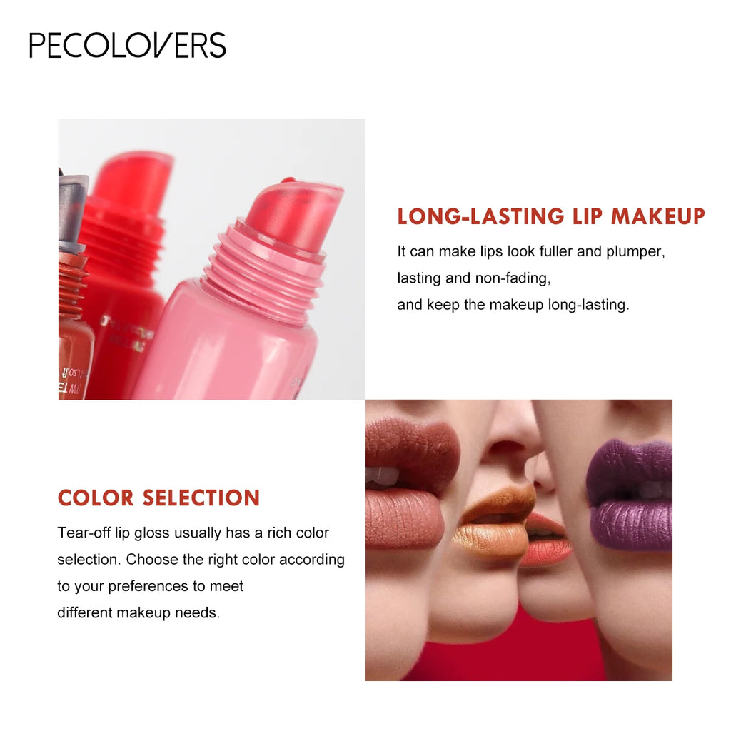 Tear-off Lip Glaze 6 Colors Peel-off Liquid Lipstick Waterproof Long