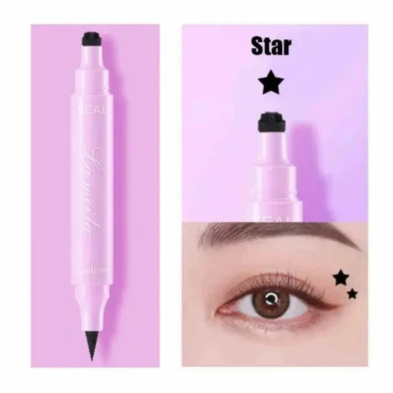 1 Black Eyeliner Stamp Waterproof Sweat-proof Dual-ended Liquid Quick Zpaxo G-02 Star