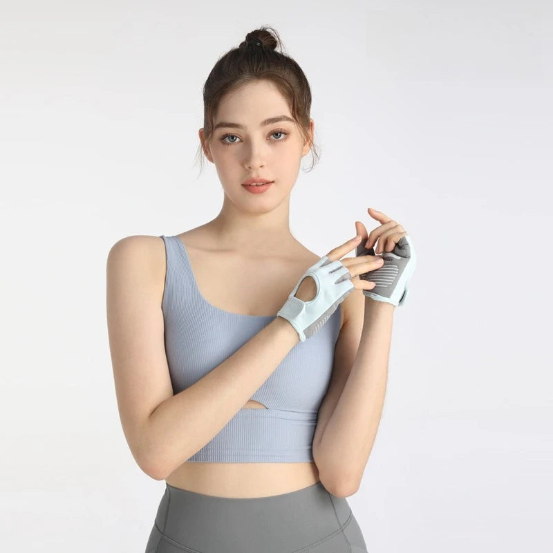 Half finger sports gloves fitness cycling summer thin breathable non slip gloves iron rolling fitness professional anti cocoon Zpaxo Blue gloves XL