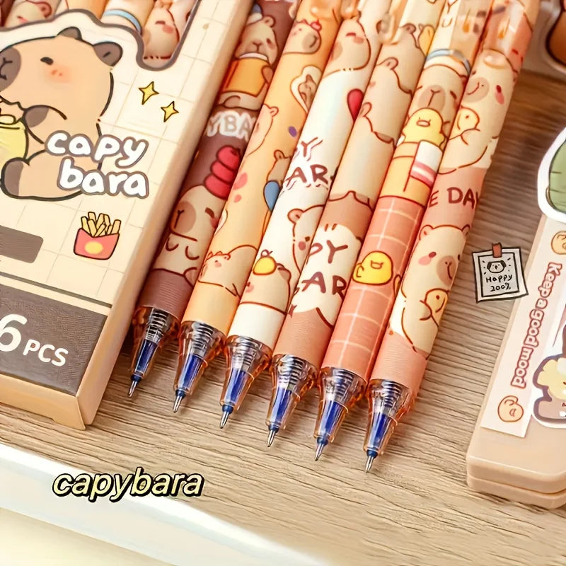 Cute Capybara Erasable Gel Pens Retractable Blue Ink School Office