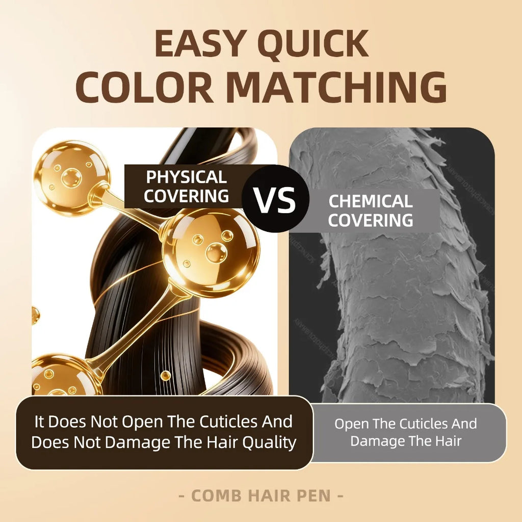 Instant Gray Hair Touch-Up Comb Pen - Gentle Physical Cover, Quick Color Matching, Portable Root Concealer Zpaxo