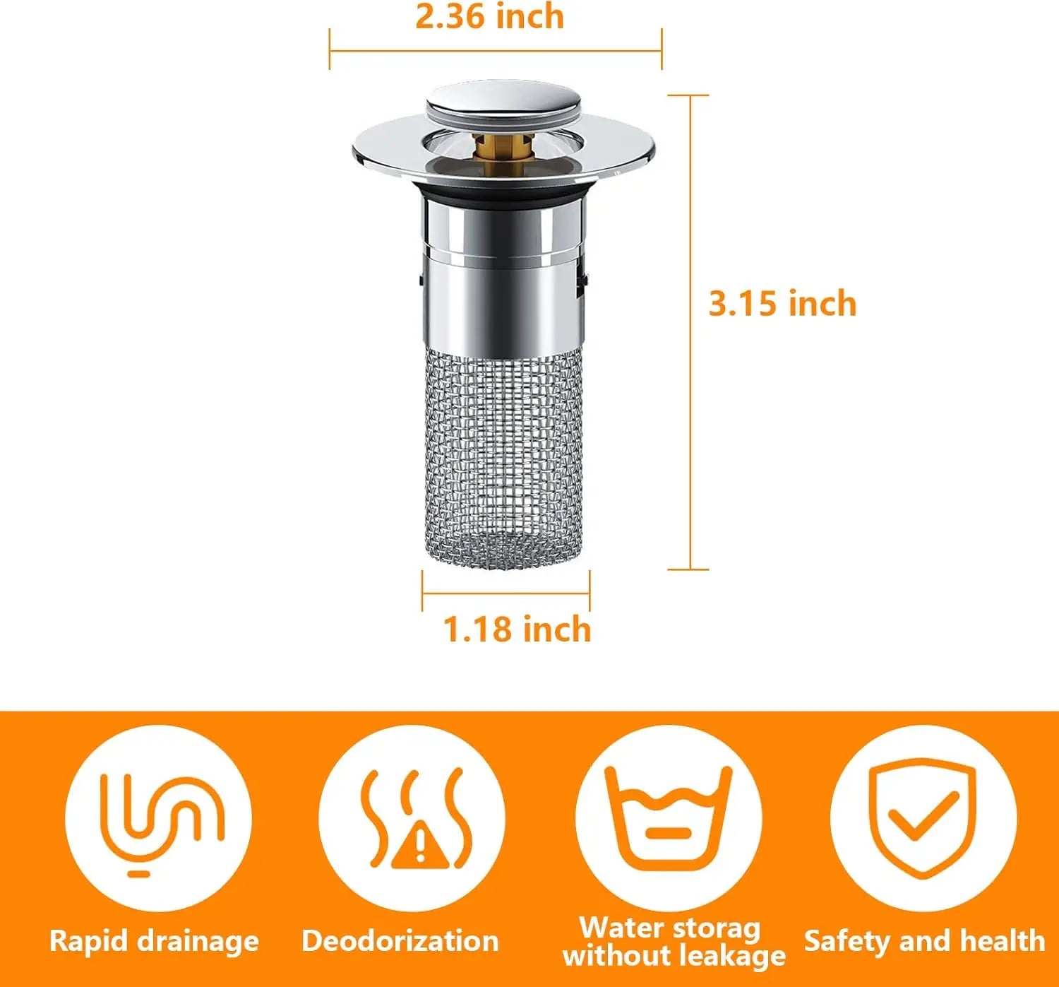 Stainless Steel Press-Type Sink Drain Plug – Universal Fit