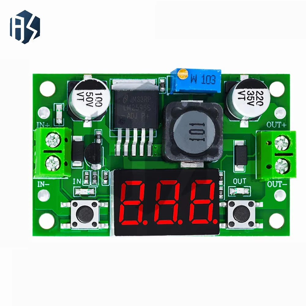 ‌LM2596S Adjustable Buck Converter Module – 4-40V to 1.3-35V DC-DC Step-Down Regulator with 3A/92% Efficiency | Overcurrent Zpaxo