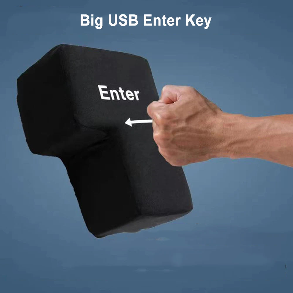 Big USB Enter Key Anti Stress Button Decompression Computer Vent Pillows Button Desktop Pillow For Programmer Zpaxo