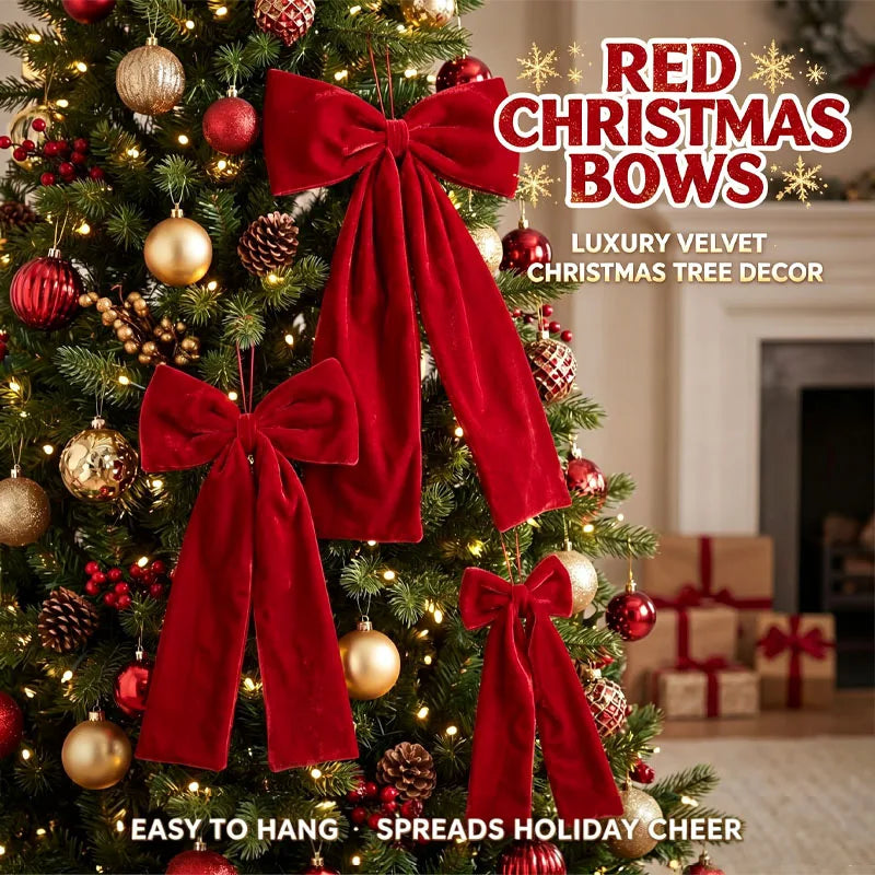 Soft Velvet Ribbon Bow Ornaments Christmas Tree Decor Versatile