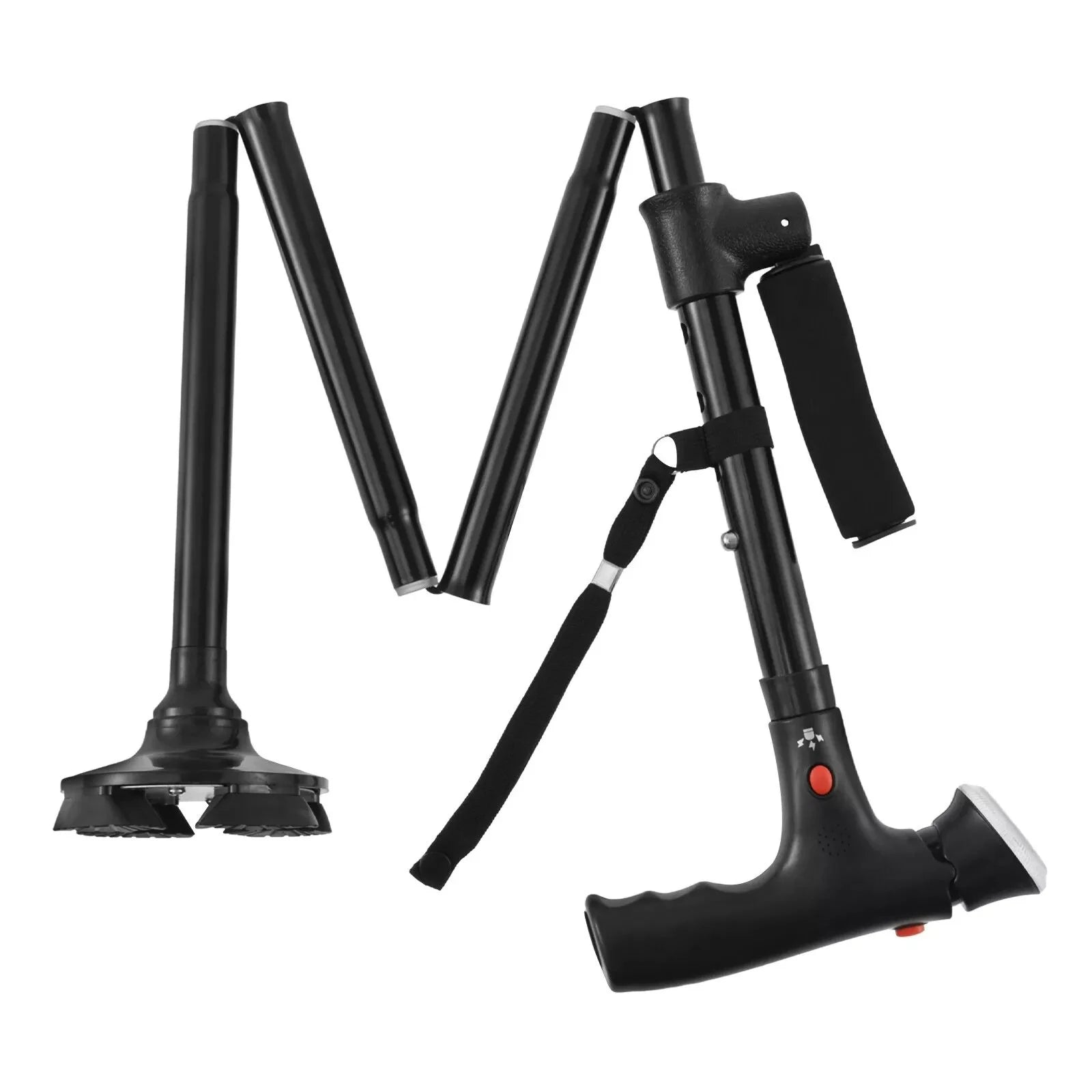 Collapsible Telescopic Folding Cane Elder LED Walking Trusty Sticks