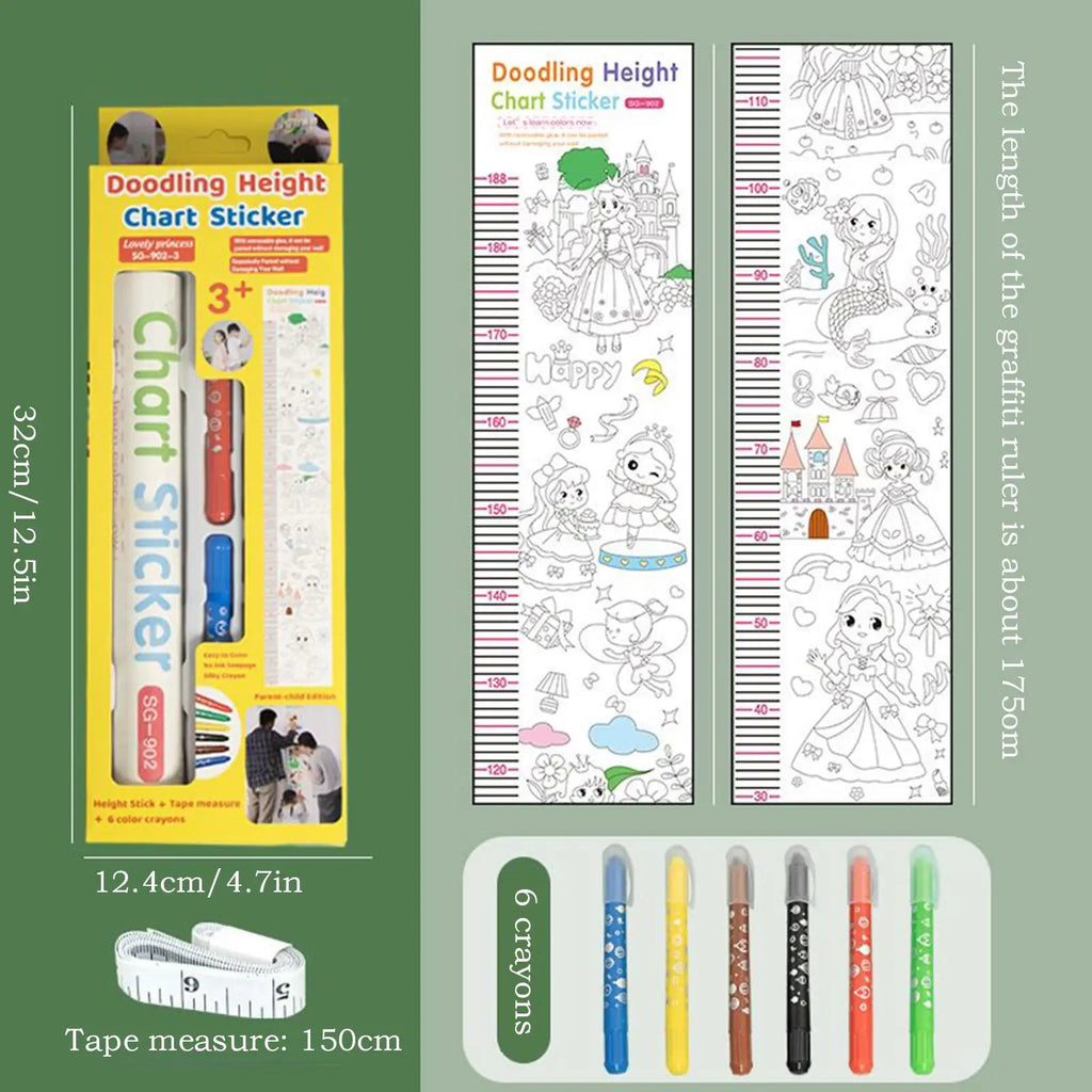 Height Chart For Kids Doodling Height Ruler Decorative Growth Wall Sticker For Nursery Kids Bedroom Classroom Playroom Zpaxo