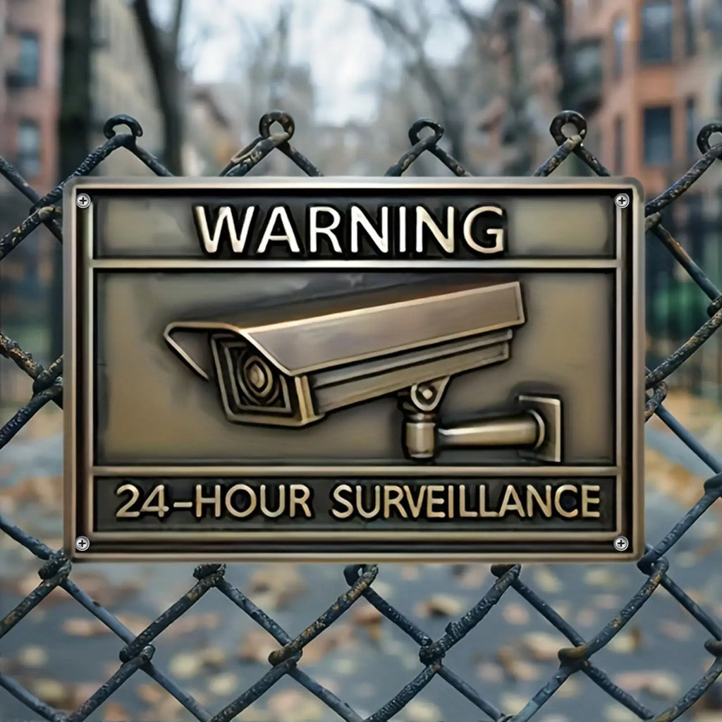 Security Camera Signs Warning No Trespassing Sign Metal Vintage Fade