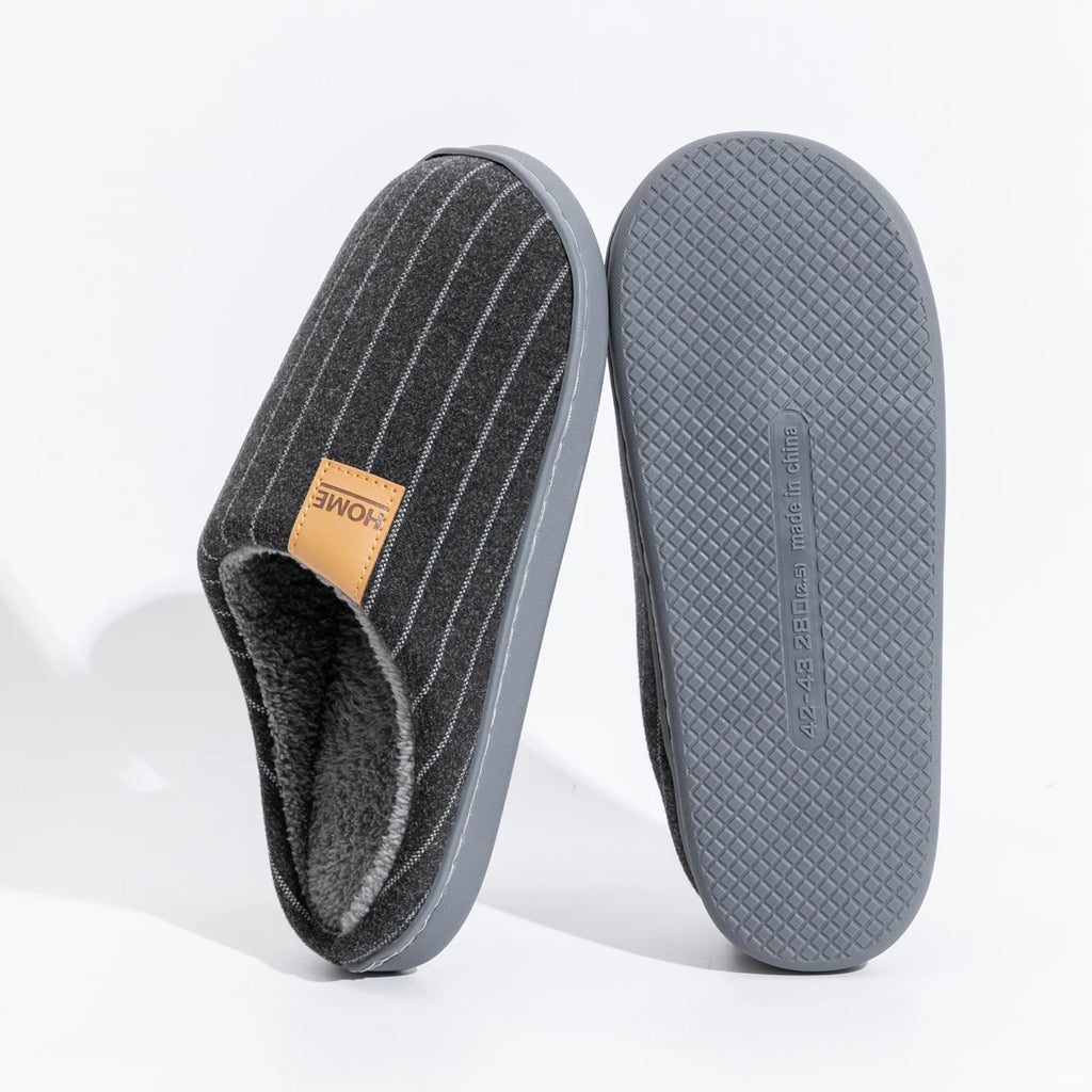 Men's Winter Slippers Non-slip Indoor House Shoes Cozy Plush Lining
