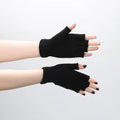 Autumn Winter New Half Finger Warm Gloves For Men Women Students Solid Knitted Mittens Outdoor Knitting Cycling Writing Gloves Zpaxo ST008-Black