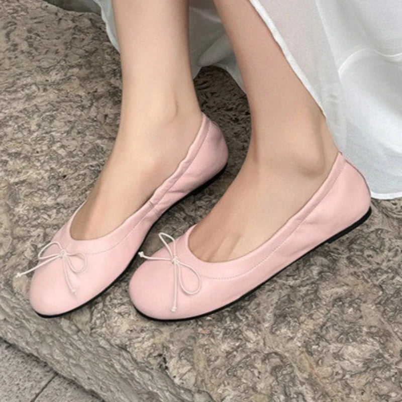 Women's Solid Comfortable Bow Embellishment Single Shoes Spring Zpaxo