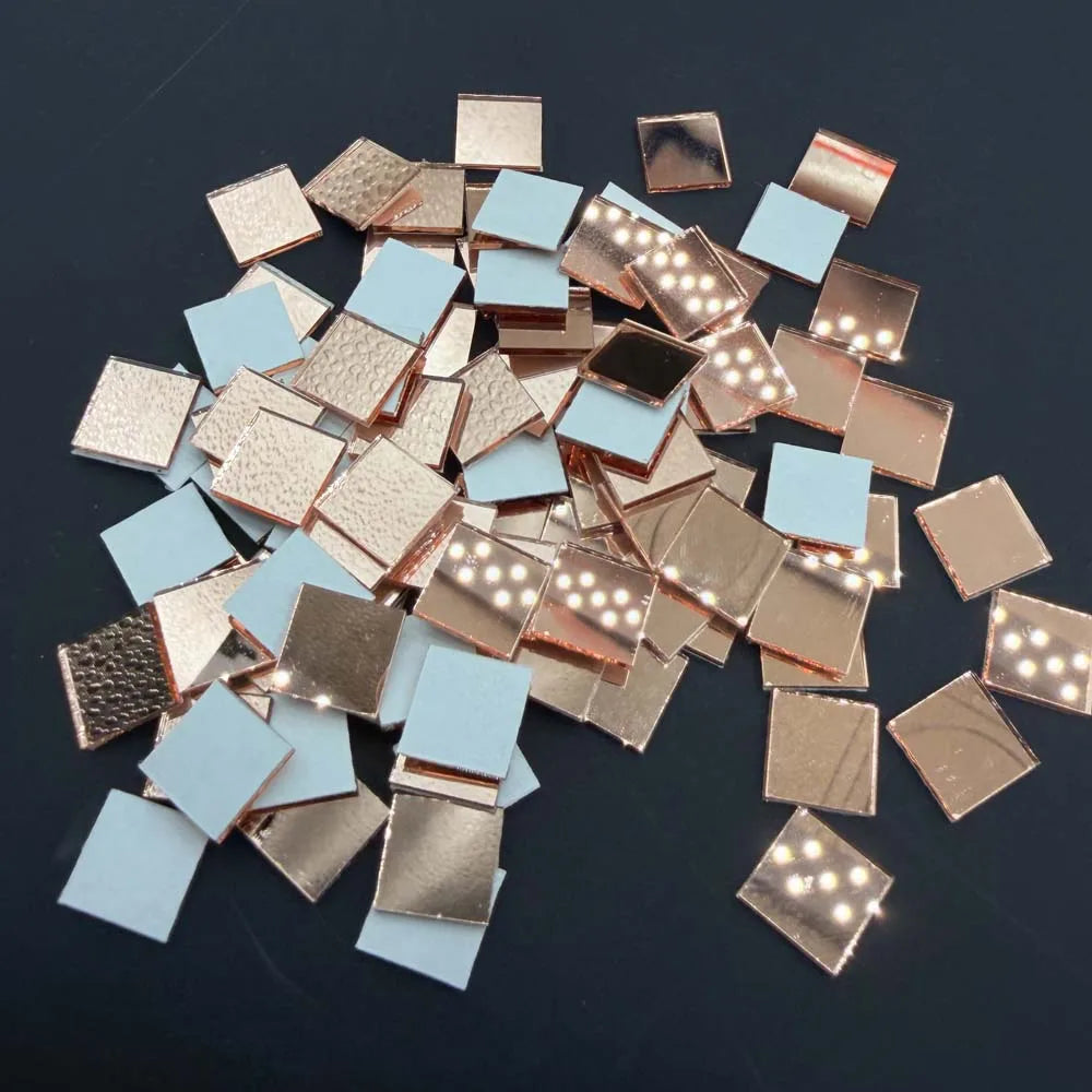 100-Pack Golden Mirror Mosaic Glass Tiles – DIY Craft Kit Mosaic Craft Tiles Zpaxo rose gold