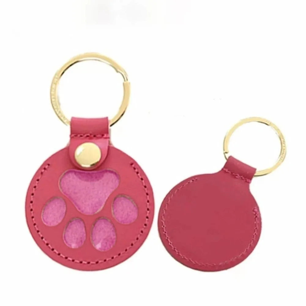 Cat Dog Claw Pet Hair Storage Bag Puppy PU Leather Pet Hair Keychain DIY Handmade Memorial Dogs Paw Pendant Hanging Accessory Zpaxo StyleB Rose Red