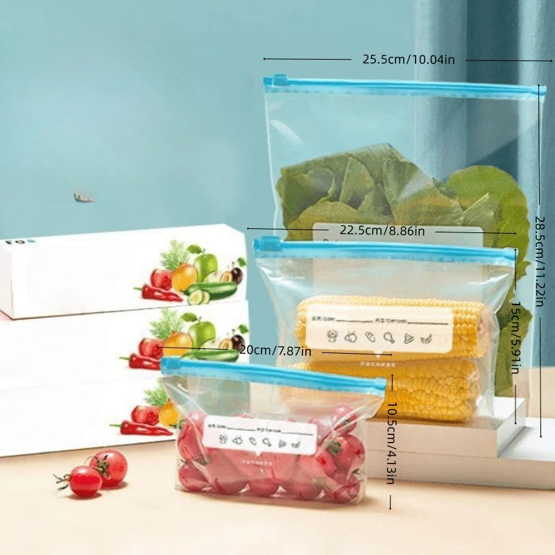S20+M15+L10 Reusable Zipper Storage Bags Airtight Freezer 3 Sizes