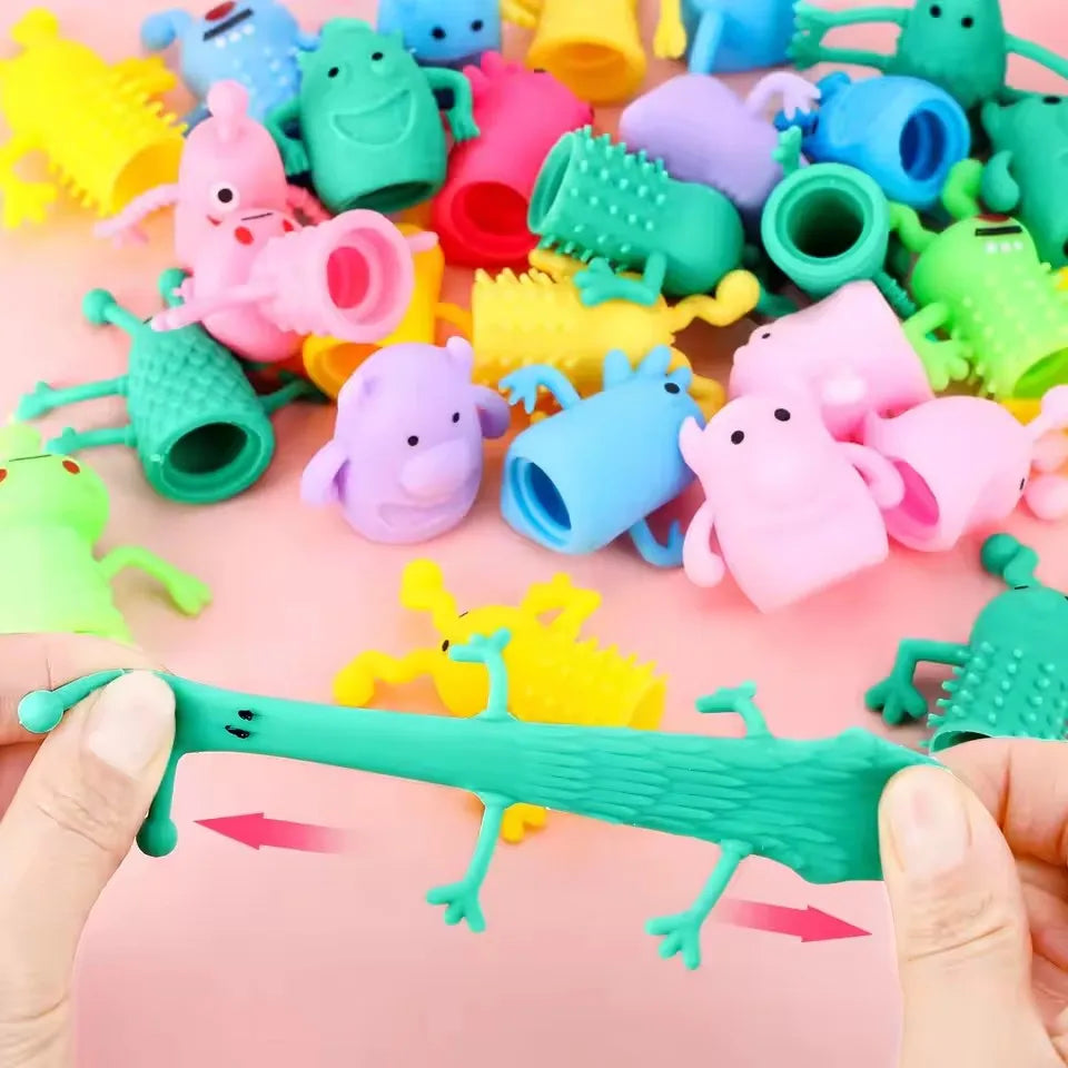 10- Cute Monster Puppets Finger Toy Soft Rubber Stretchy Fidget Kids