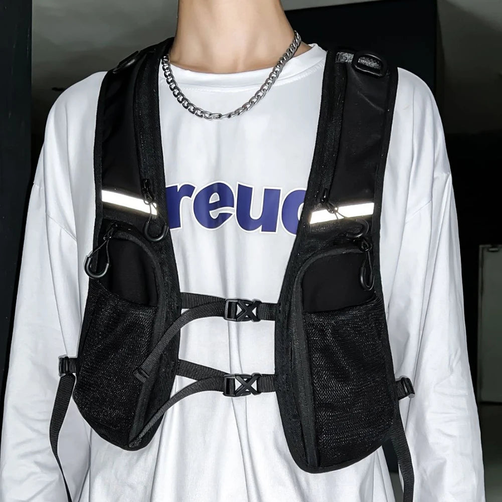 Reflective Storage Phone Bag Functional Vest Lightweight Backpack