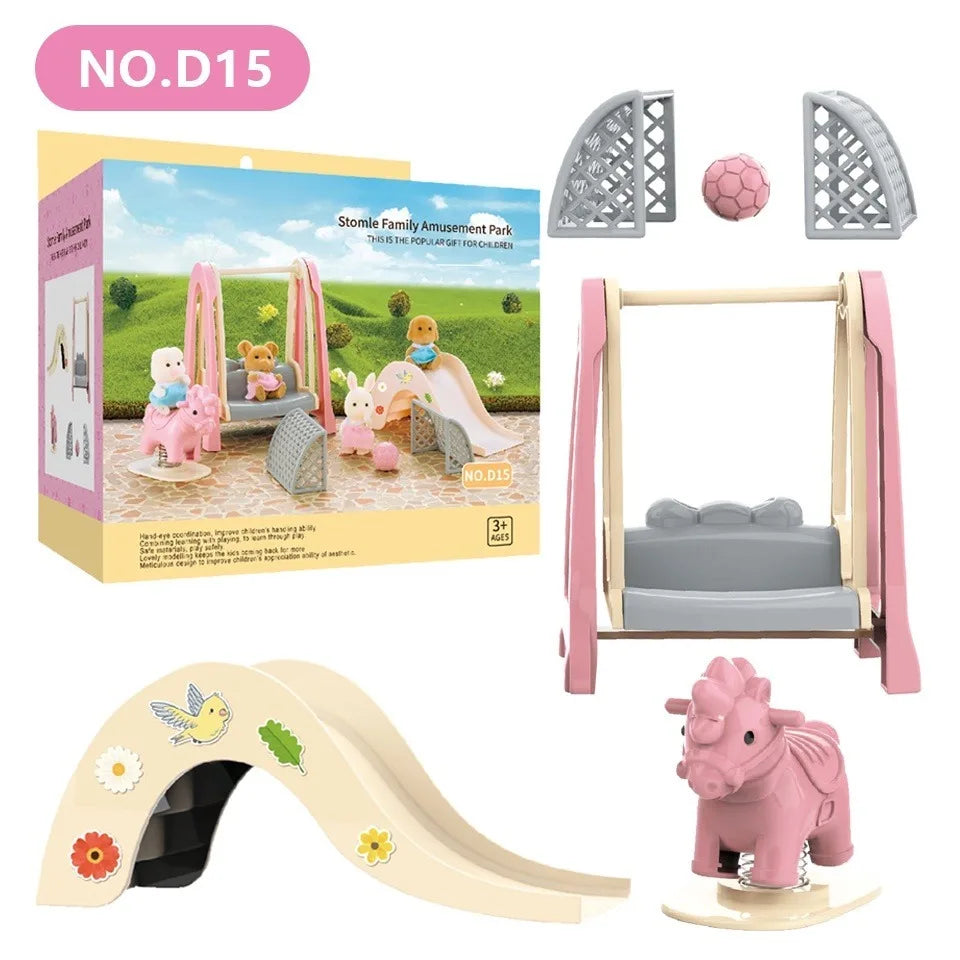 Dollhouse Furniture Doll House Bathroom Kitchen Fridge Washing Zpaxo Recreational facilit