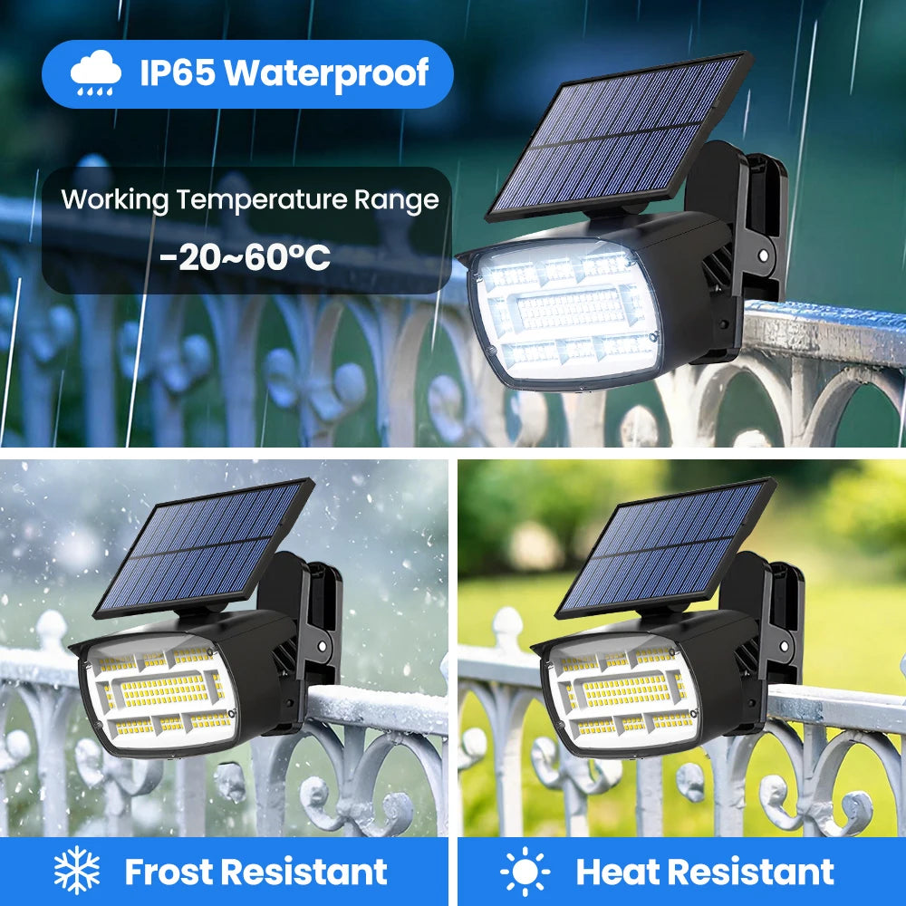 136/48LED Clip on Solar Lights Outdoor IP65 Waterproof 3 Lighting Modes Solar Flood Lights For Fence Yard Deck Camping Lighting Zpaxo