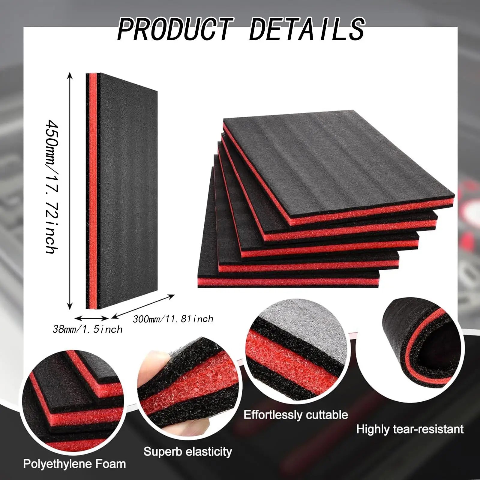 5 Pieces Tool Box Foam Inserts Anti Slip Professional Removable for Toolboxes Packaging Storage Transport Padding Crafts Zpaxo
