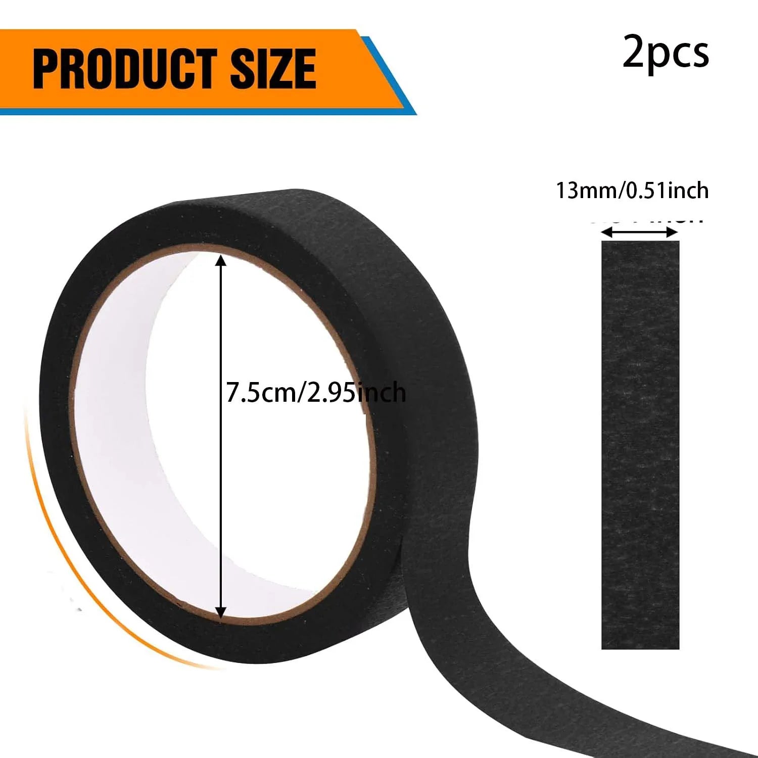 2Rolls Masking Tape-Adhesive Painters Tape for Painting, Black &White,Tearable Writtable for DIY Crafts,Art,Wall Decor,Labeling Zpaxo 2pcs