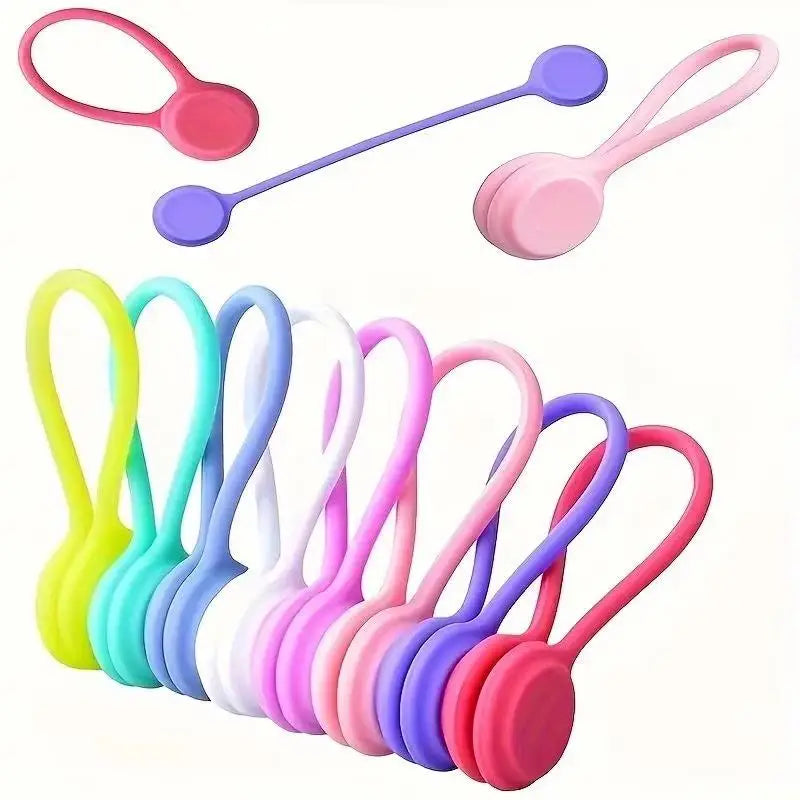 Silicone Magnetic Cable Ties Silicone Management Ties Magnet Twist Ties Reusable Cord Clips Bundling Organizing Headphones Cord Zpaxo Multicolor 10pcs