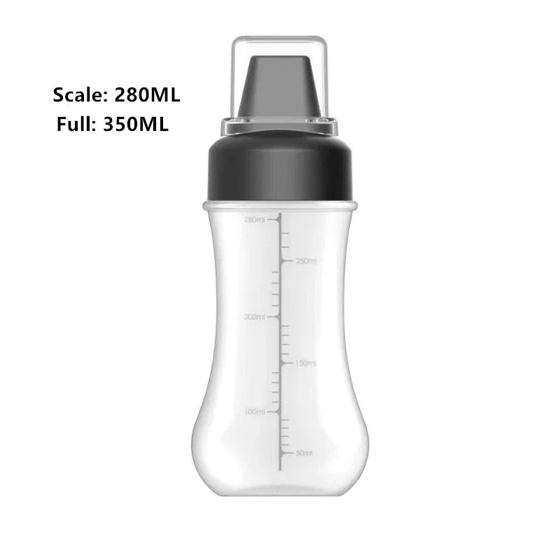 New 5-hole Squeezing Sauce Bottle Dustproof 350ml Plastic Bottle Food Grade PP with Scale Salad Bottle Kitchen Supplies Zpaxo Black