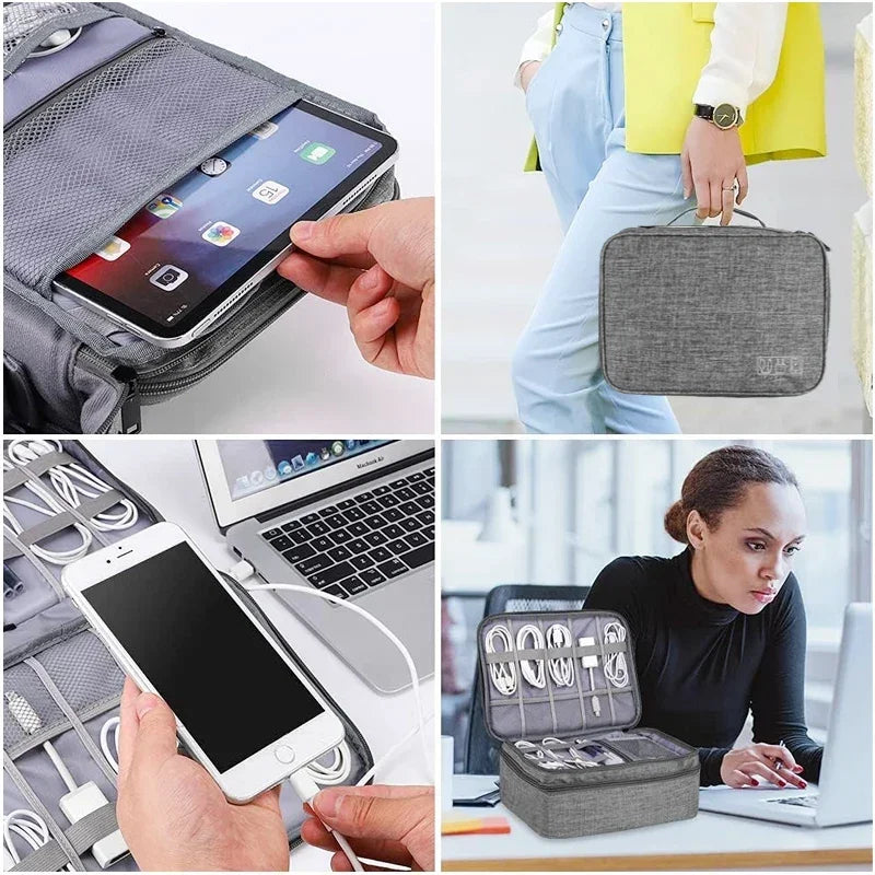 Portable USB Data Cable Charger Storage Bag Travel Organizer